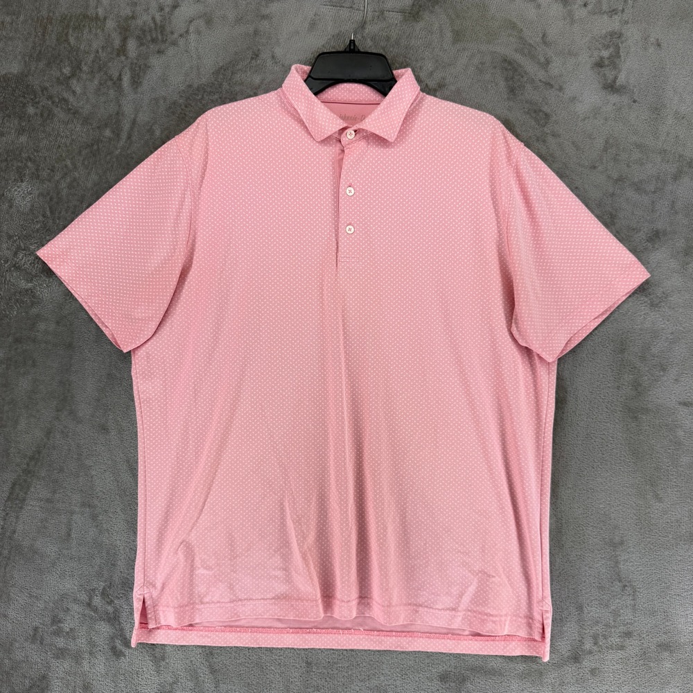 johnnie-O Mens Conch Pink Geometric Print Performance Polo Shirt JMPO3400 Large